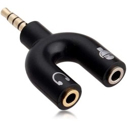 Adattatore Splitter per cuffie e microfono Jack 3.5 di 4 Pin Nero